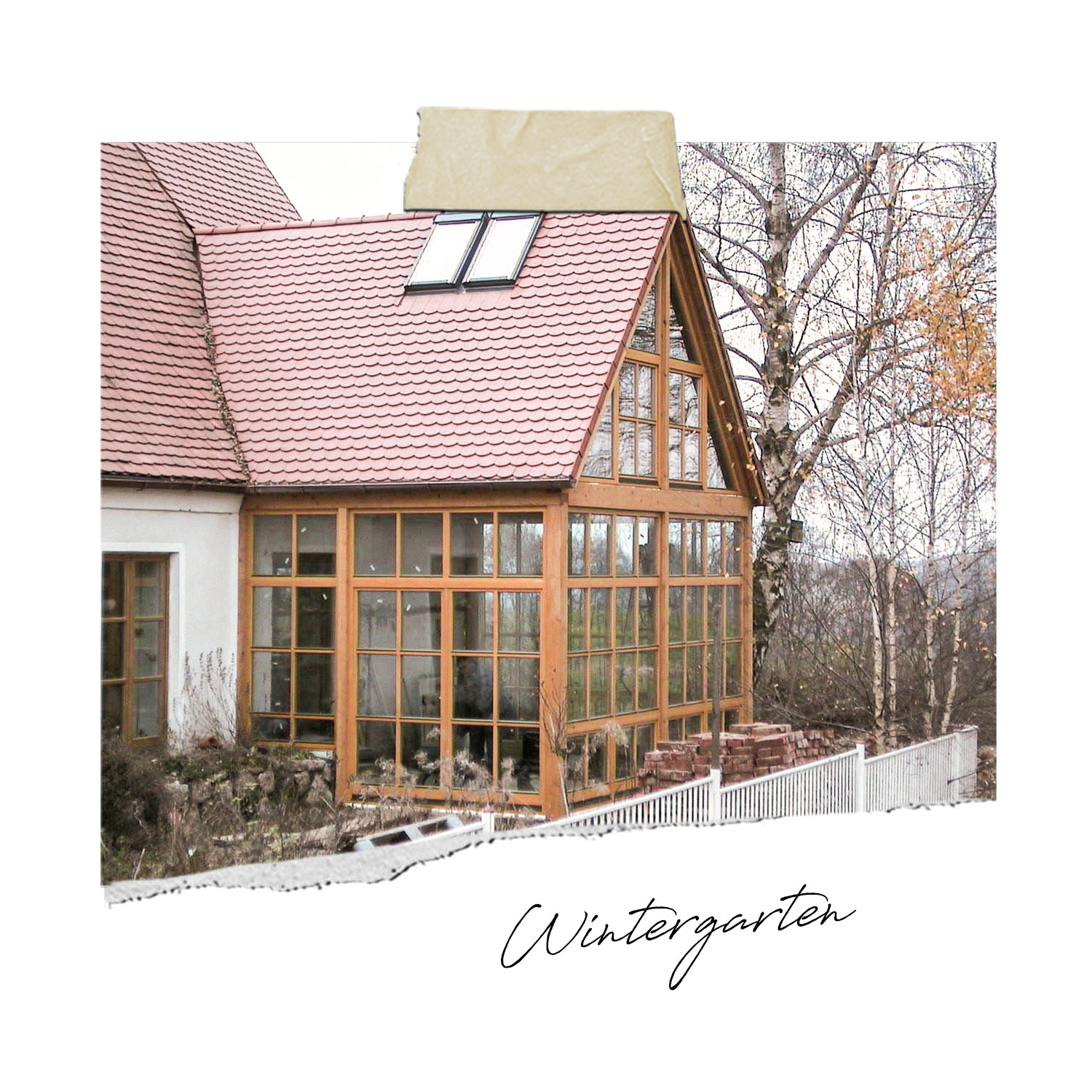 Wintergarten aus Holz, Anbau an Bauernhaus